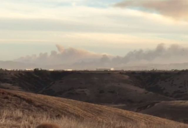 Smoke from fire burning in Tijuana seen from Chula Vista