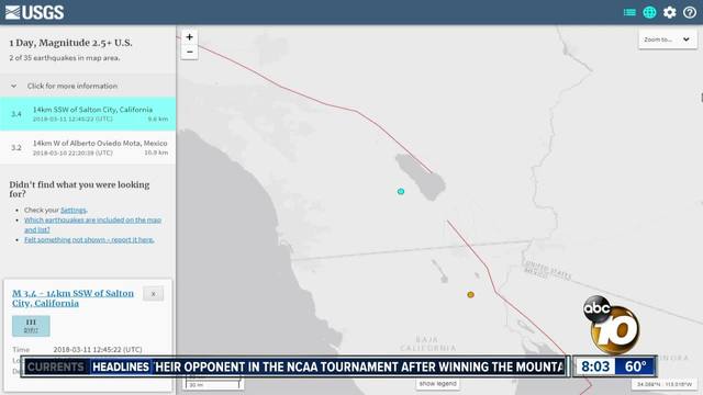 3 4 magnitude earthquake in Salton City felt as far as East County