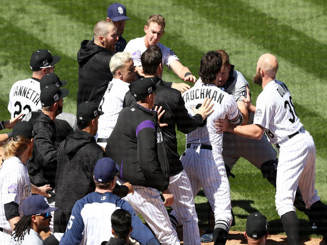 Padres players suspended after Rockies brawl